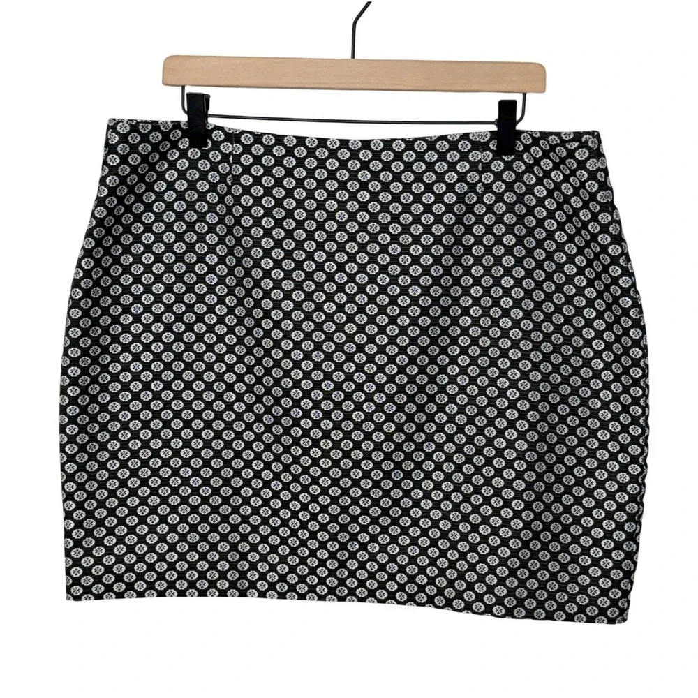 Garnet Hill Black White Geometric Pattern‎ Mini Skirt Size 16 Career Office Work